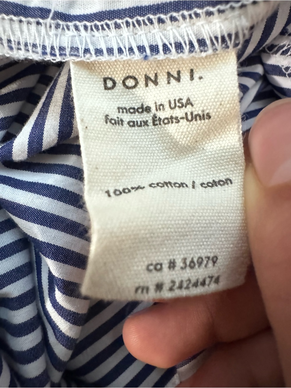 Donni Pop Pant in Navy Stripe Cotton Poplin Size XL - Picture 6 of 9